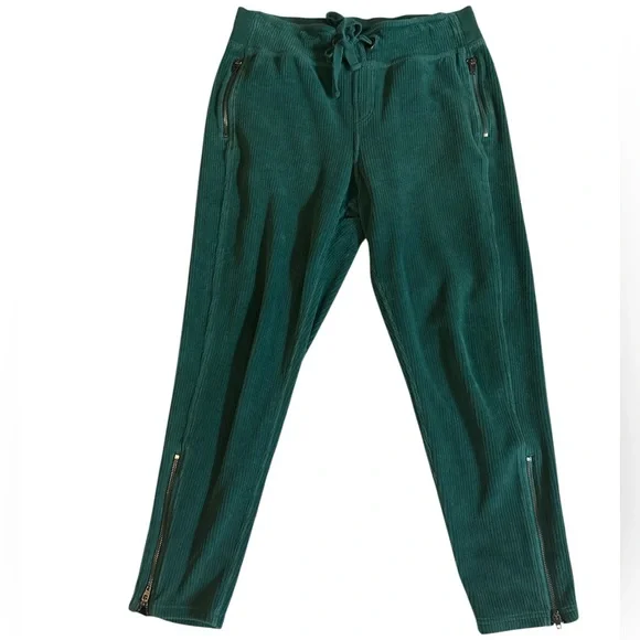 Free People Movement Denali Pants Green Ribbed Cotton Blend Velour Sz Medium - Picture 3 of 7